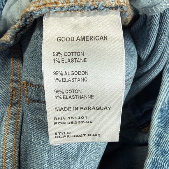 Good American Good Girlfriend Jeans Blue Wash Raw Hem‎ Size 4 27 - Picture 7 of 7